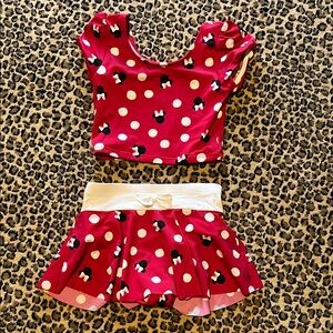 Hanna Andersson Disney Girls 130/8 Minnie Mouse two piece swim set